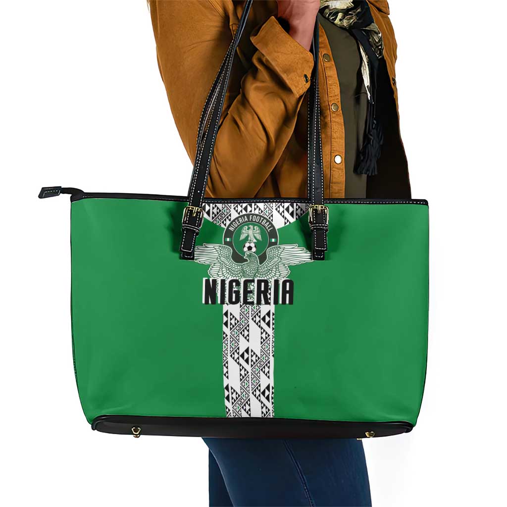Nigeria National Football Leather Tote Bag Inspired Retro Style - Wonder Print Shop