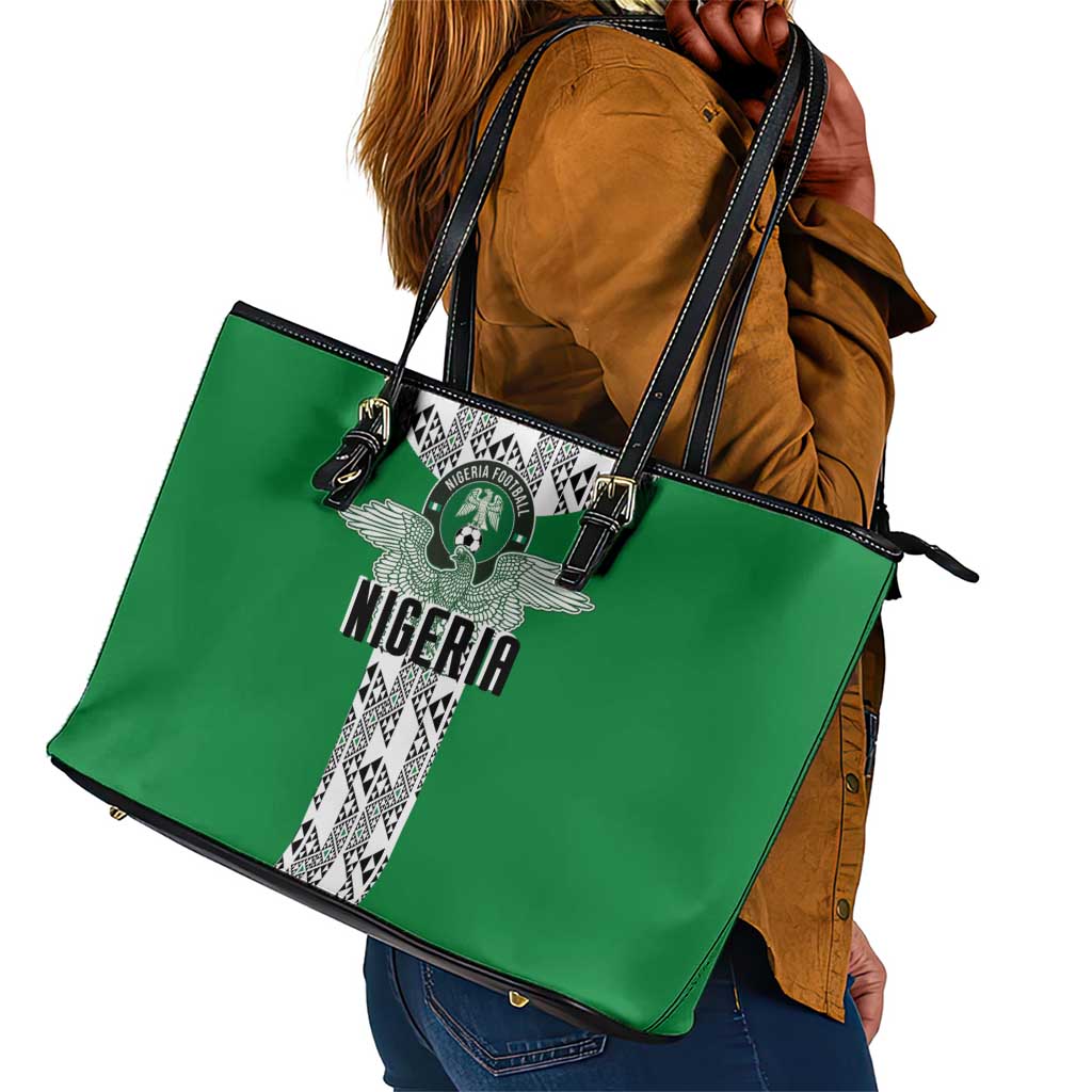Nigeria National Football Leather Tote Bag Inspired Retro Style - Wonder Print Shop