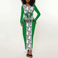 Custom Nigeria National Football Long Sleeve Bodycon Dress Inspired Retro Style - Wonder Print Shop