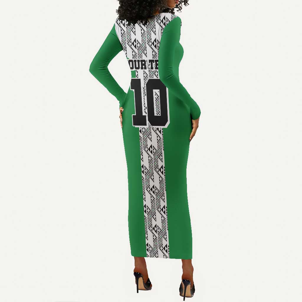 Custom Nigeria National Football Long Sleeve Bodycon Dress Inspired Retro Style - Wonder Print Shop