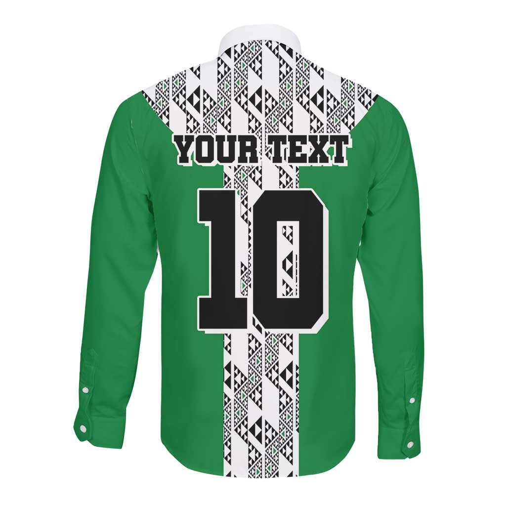 Custom Nigeria National Football Long Sleeve Button Shirt Inspired Retro Style - Wonder Print Shop