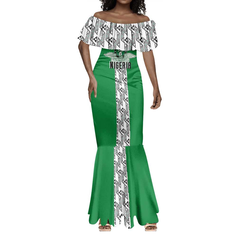 Custom Nigeria National Football Mermaid Dress Inspired Retro Style - Wonder Print Shop