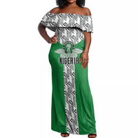 Custom Nigeria National Football Off Shoulder Maxi Dress Inspired Retro Style - Wonder Print Shop