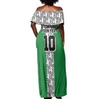 Custom Nigeria National Football Off Shoulder Maxi Dress Inspired Retro Style - Wonder Print Shop