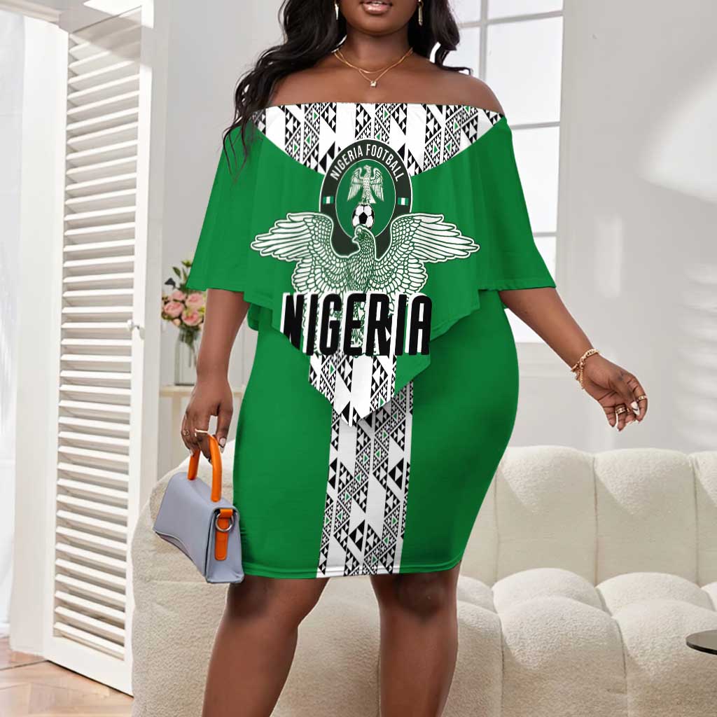Custom Nigeria National Football Off Shoulder Short Dress Inspired Retro Style - Wonder Print Shop