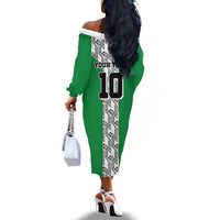 Custom Nigeria National Football Off The Shoulder Long Sleeve Dress Inspired Retro Style - Wonder Print Shop