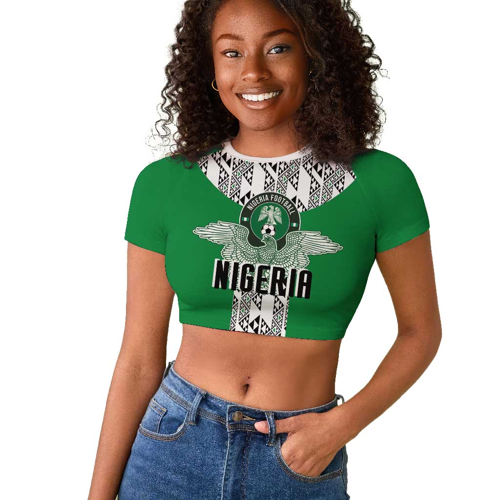 Custom Nigeria National Football Raglan Cropped T shirt Inspired Retro Style - Wonder Print Shop