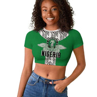 Custom Nigeria National Football Raglan Cropped T shirt Inspired Retro Style - Wonder Print Shop