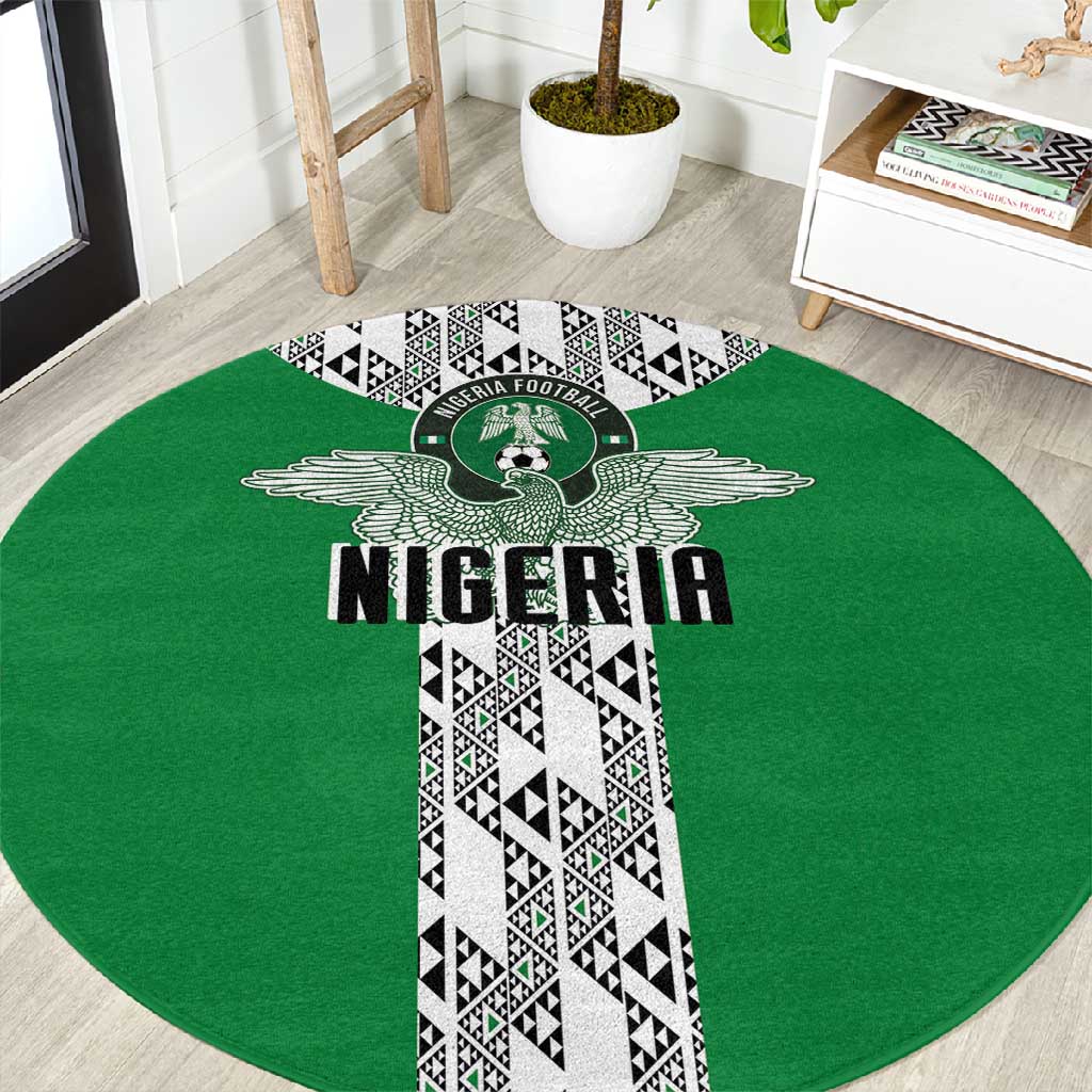 Nigeria National Football Round Carpet Inspired Retro Style - Wonder Print Shop