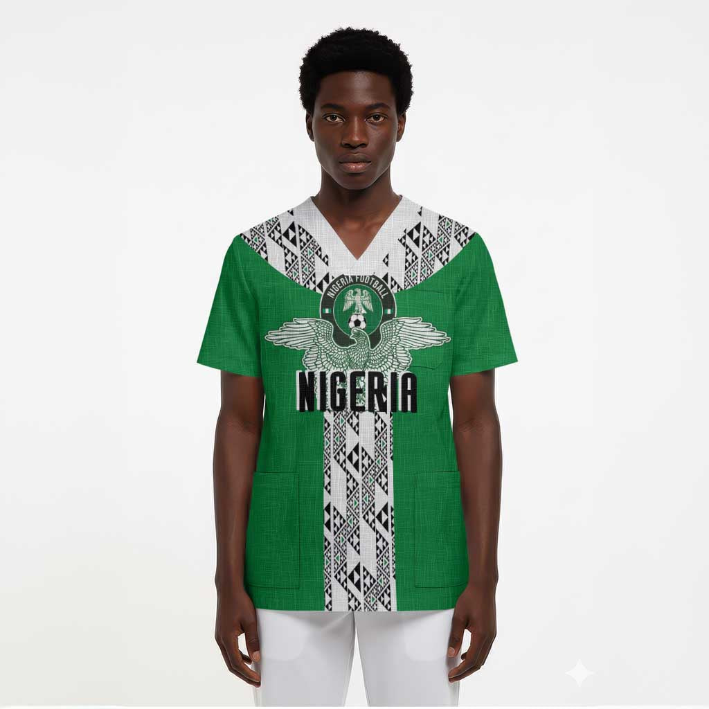 Custom Nigeria National Football Scrub Top Inspired Retro Style - Wonder Print Shop