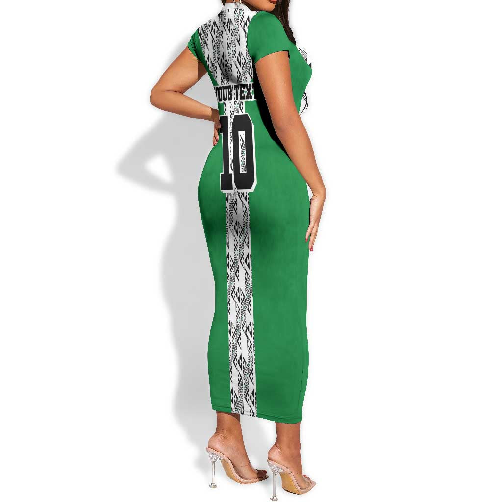 Custom Nigeria National Football Short Sleeve Bodycon Dress Inspired Retro Style - Wonder Print Shop