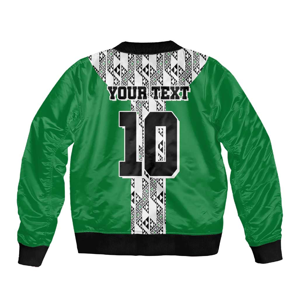 Custom Nigeria National Football Sleeve Zip Bomber Jacket Inspired Retro Style - Wonder Print Shop