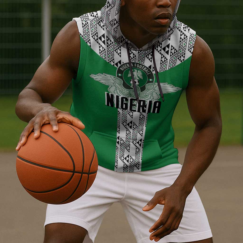 Custom Nigeria National Football Sleeveless Hoodie Inspired Retro Style - Wonder Print Shop