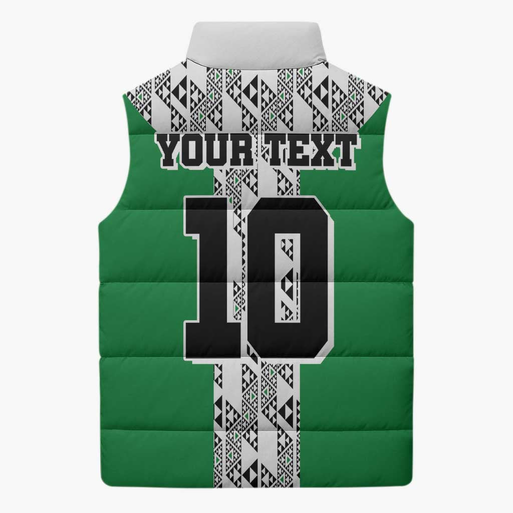 Custom Nigeria National Football Sleeveless Puffer Jacket Inspired Retro Style - Wonder Print Shop