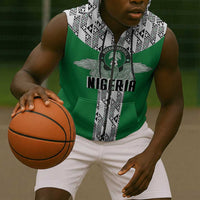 Custom Nigeria National Football Sleeveless Zip Hoodie Inspired Retro Style - Wonder Print Shop
