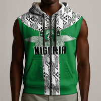 Custom Nigeria National Football Sleeveless Zip Hoodie Inspired Retro Style - Wonder Print Shop
