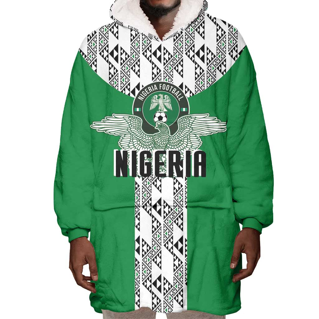 Custom Nigeria National Football Wearable Blanket Hoodie Inspired Retro Style - Wonder Print Shop