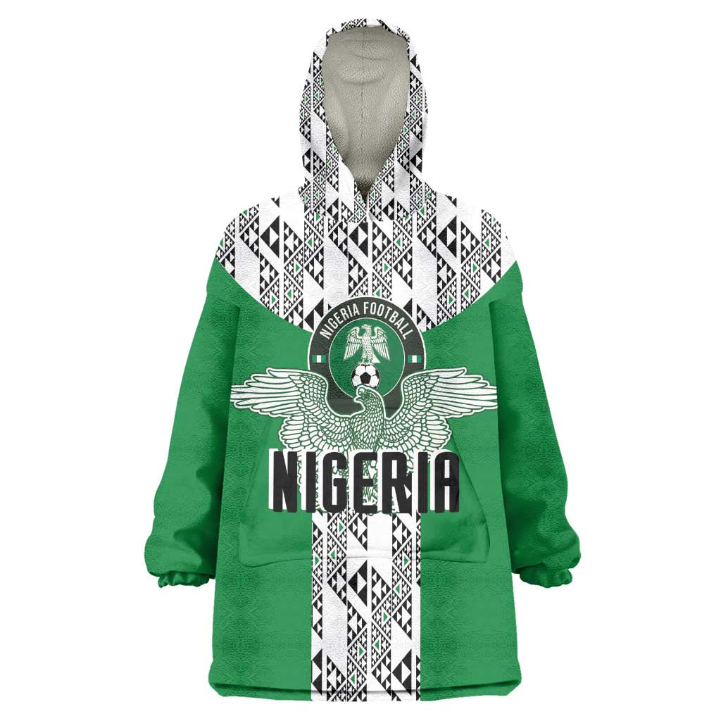 Custom Nigeria National Football Wearable Blanket Hoodie Inspired Retro Style - Wonder Print Shop