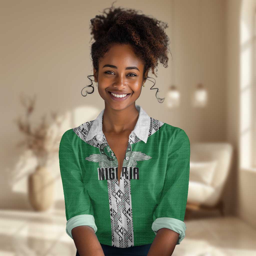 Custom Nigeria National Football Women Casual Shirt Inspired Retro Style - Wonder Print Shop
