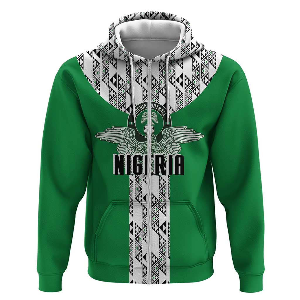 Custom Nigeria National Football Zip Hoodie Inspired Retro Style - Wonder Print Shop