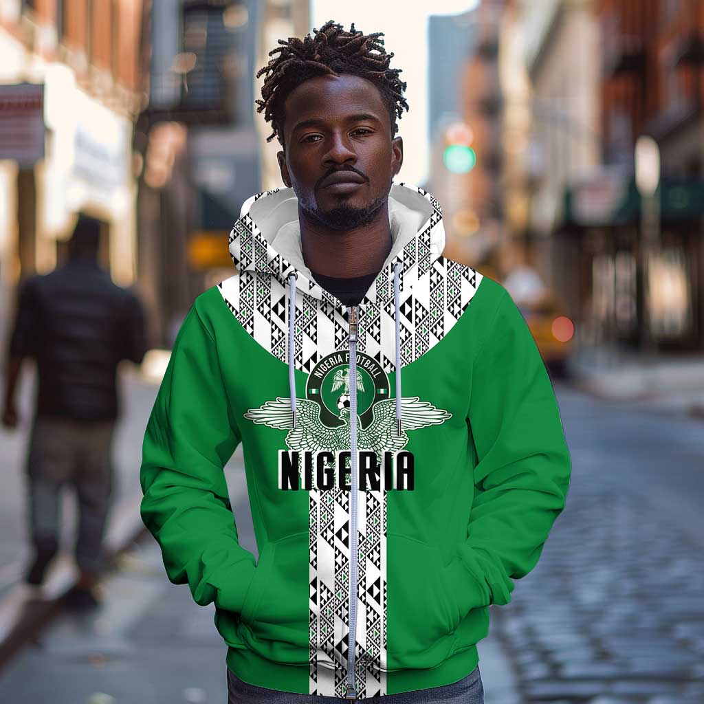 Custom Nigeria National Football Zip Hoodie Inspired Retro Style - Wonder Print Shop