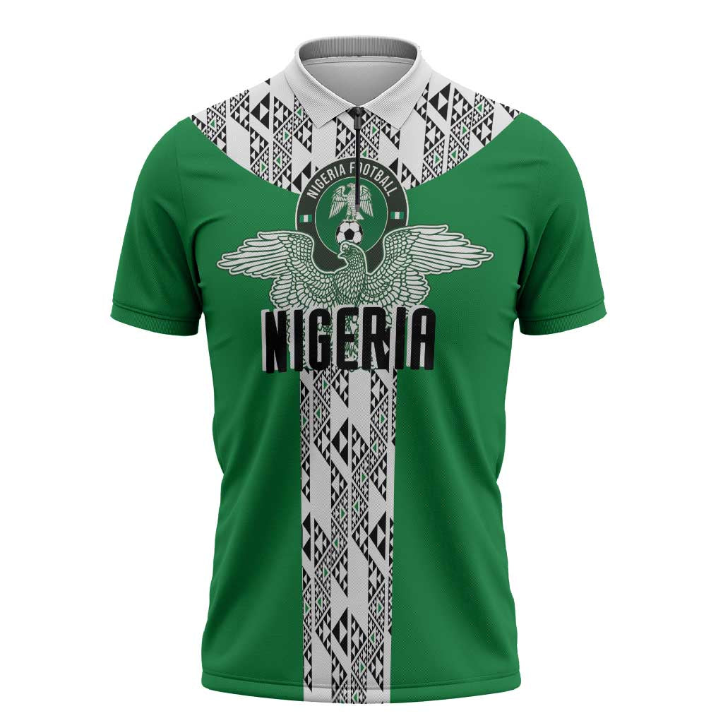 Custom Nigeria National Football Zipper Polo Shirt Inspired Retro Style - Wonder Print Shop