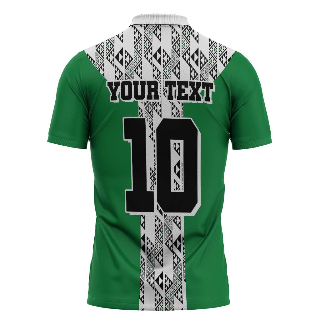 Custom Nigeria National Football Zipper Polo Shirt Inspired Retro Style - Wonder Print Shop