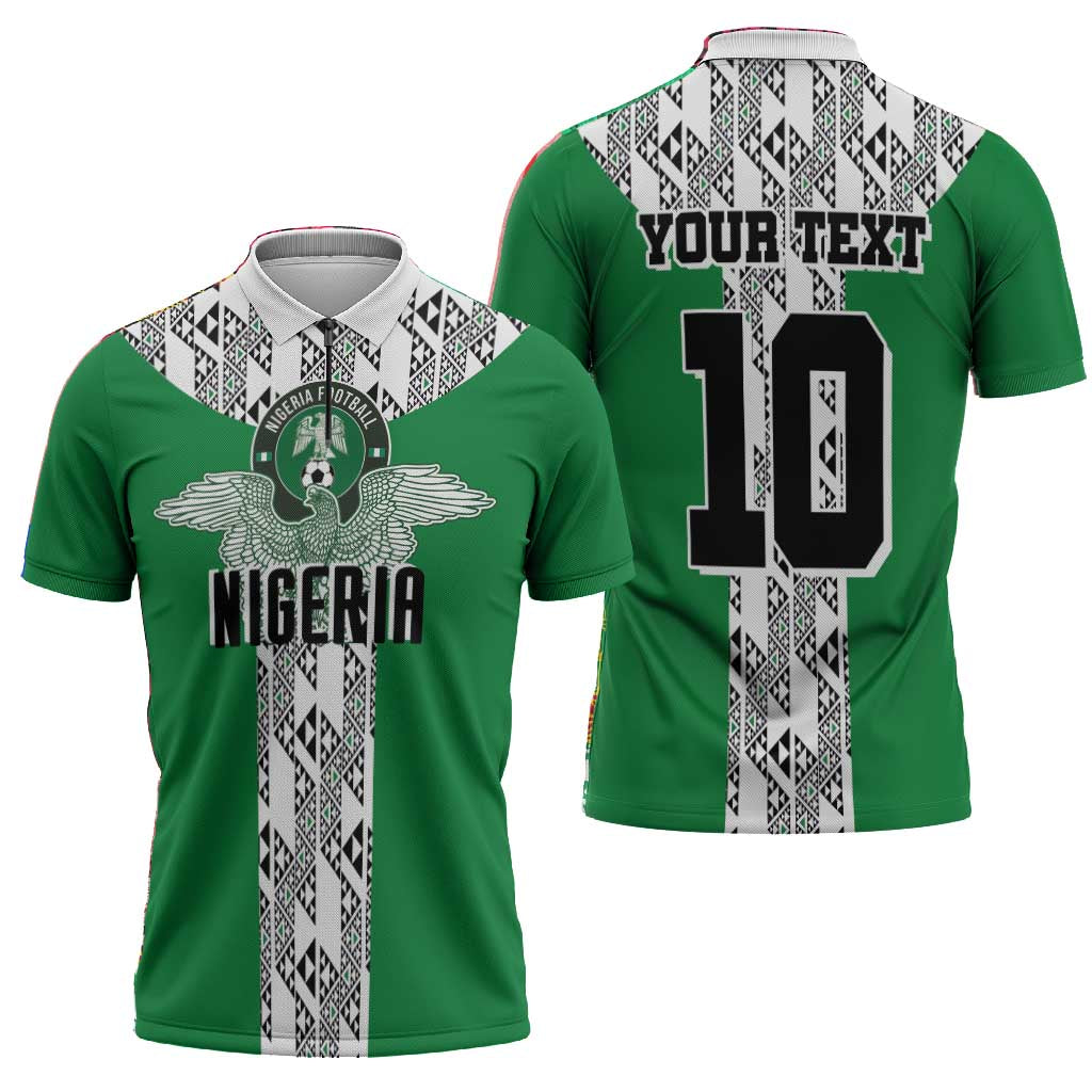 Custom Nigeria National Football Zipper Polo Shirt Inspired Retro Style - Wonder Print Shop