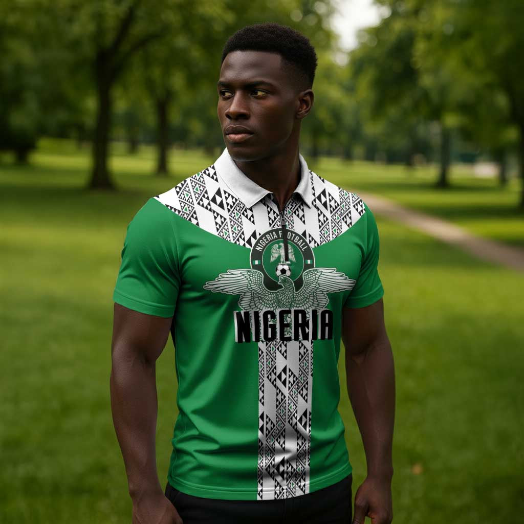 Custom Nigeria National Football Zipper Polo Shirt Inspired Retro Style - Wonder Print Shop