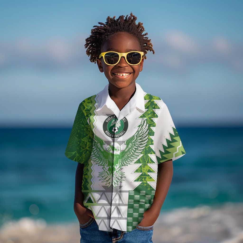 Custom Nigeria National Football Kid Hawaiian Shirt Naija Super Eagles - Wonder Print Shop