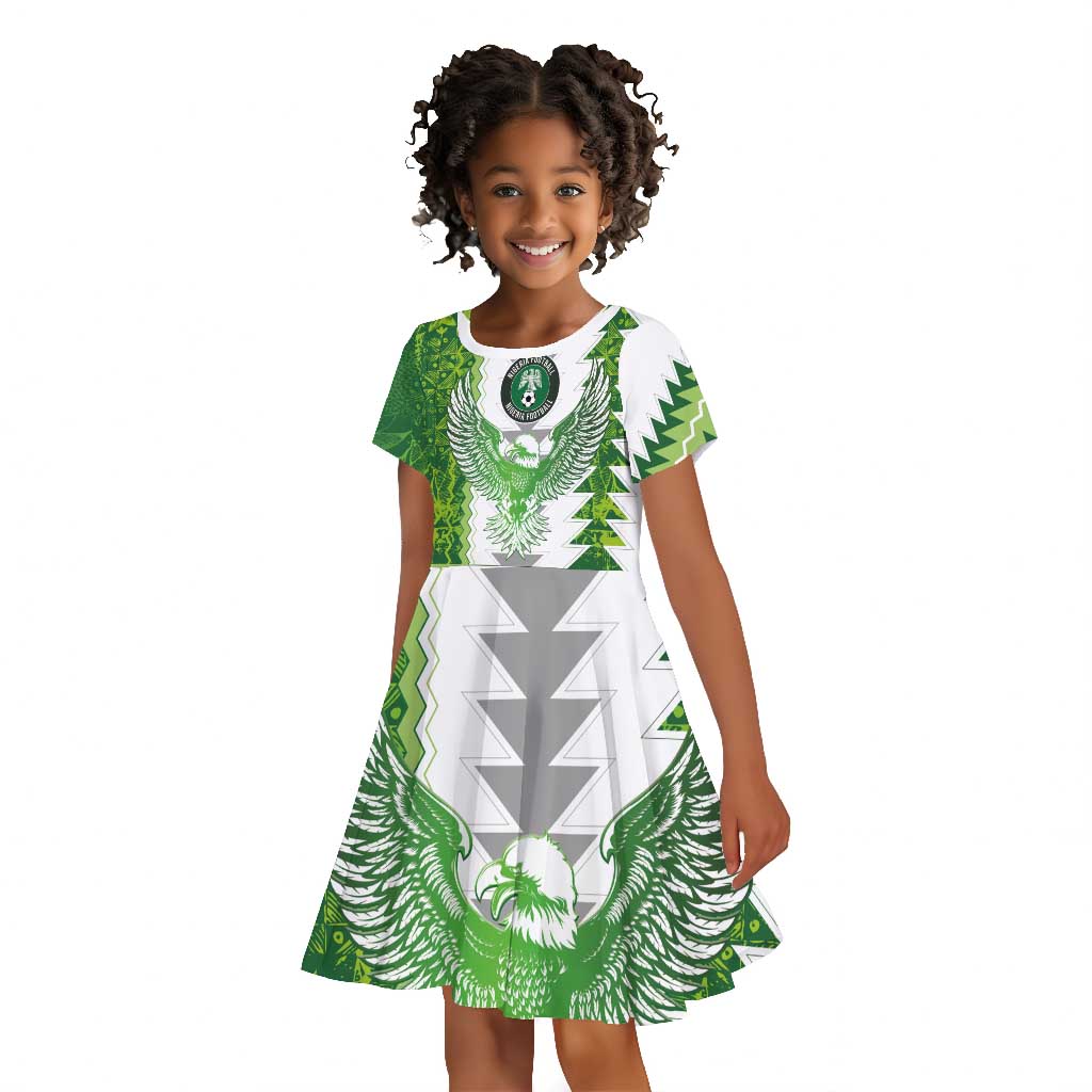 Custom Nigeria National Football Kid Short Sleeve Dress Naija Super Eagles - Wonder Print Shop