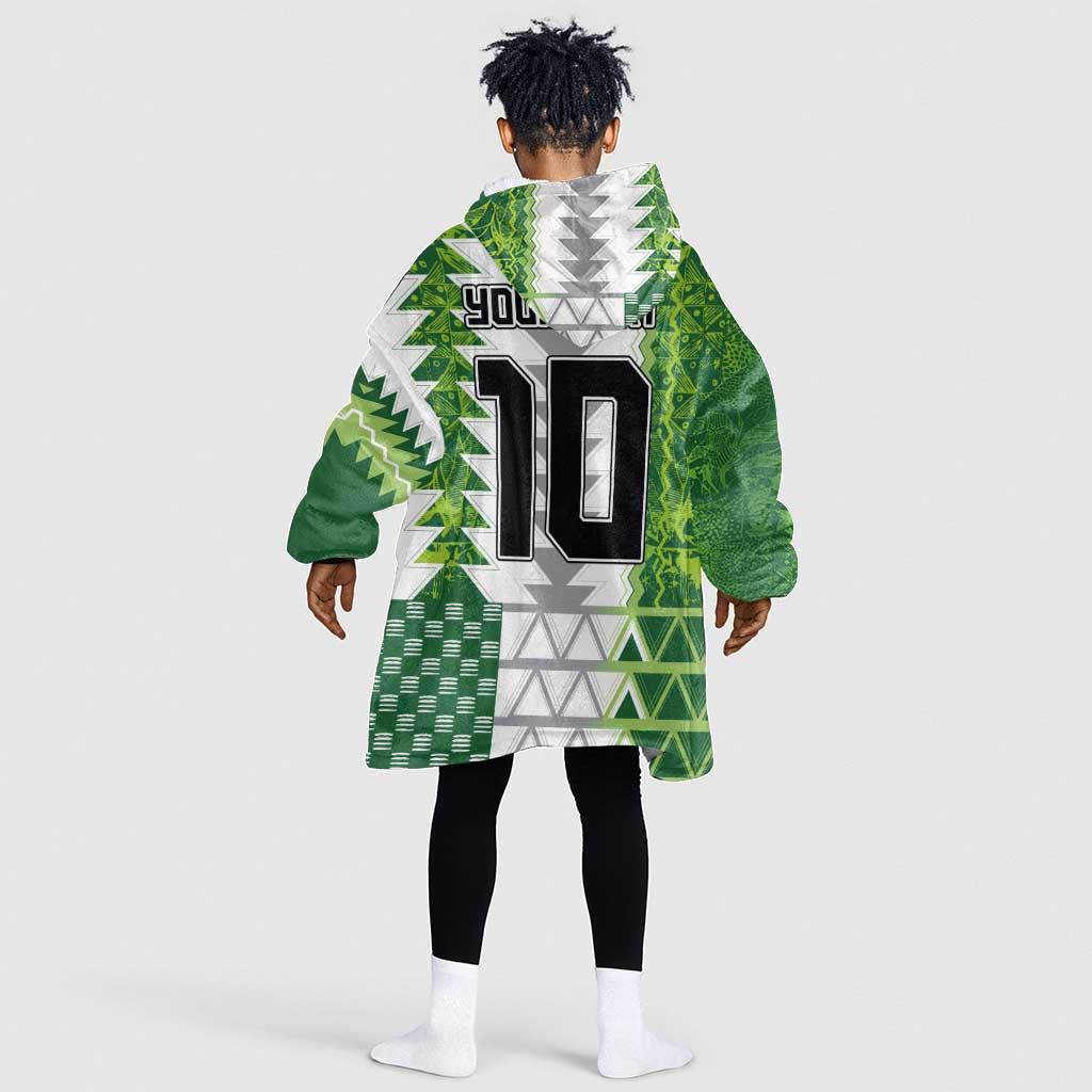 Custom Nigeria National Football Kid Wearable Blanket Hoodie Naija Super Eagles - Wonder Print Shop