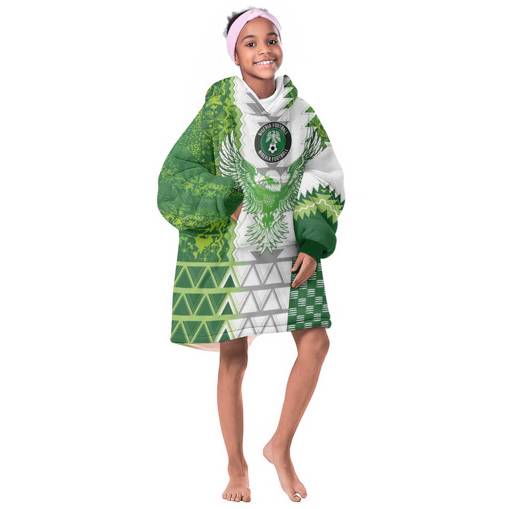 Custom Nigeria National Football Kid Wearable Blanket Hoodie Naija Super Eagles - Wonder Print Shop