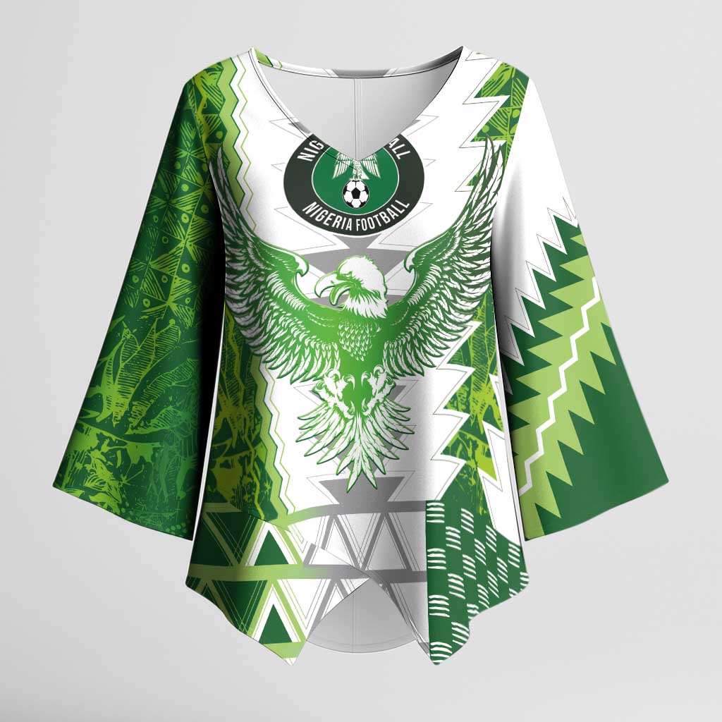 Custom Nigeria National Football Kimono Sleeve Blouse Naija Super Eagles - Wonder Print Shop