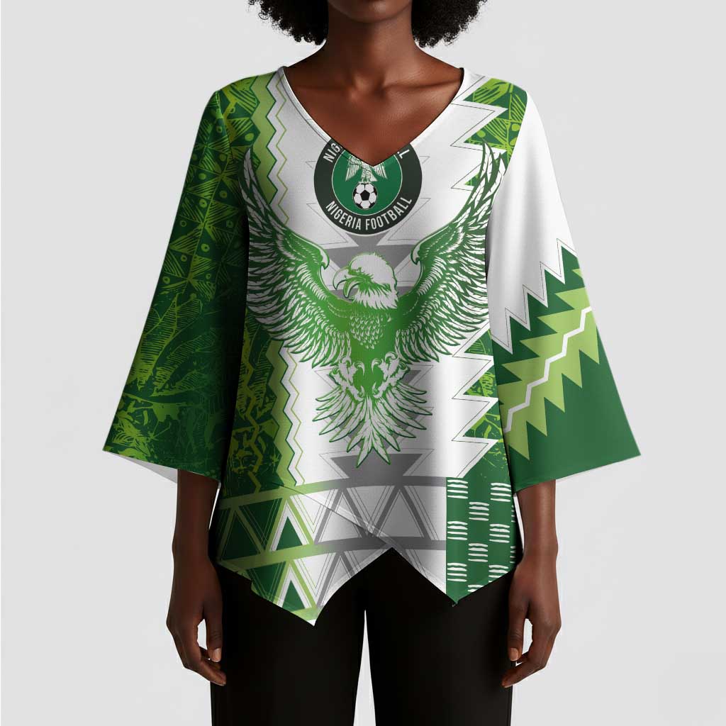 Custom Nigeria National Football Kimono Sleeve Blouse Naija Super Eagles - Wonder Print Shop