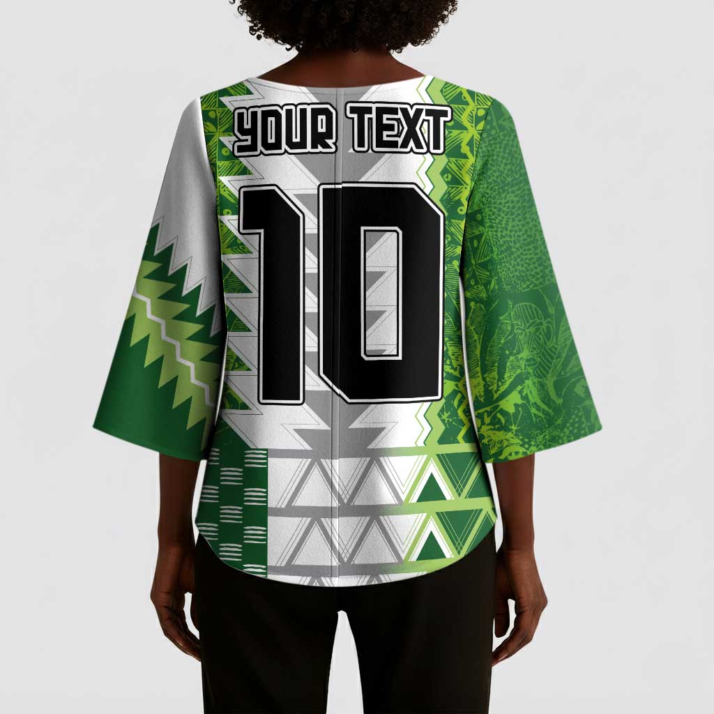 Custom Nigeria National Football Kimono Sleeve Blouse Naija Super Eagles - Wonder Print Shop