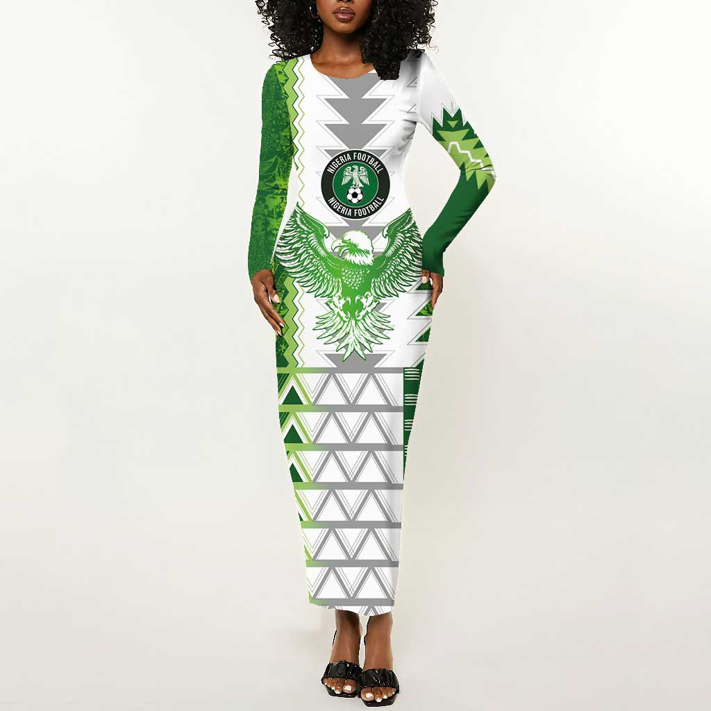 Custom Nigeria National Football Long Sleeve Bodycon Dress Naija Super Eagles - Wonder Print Shop