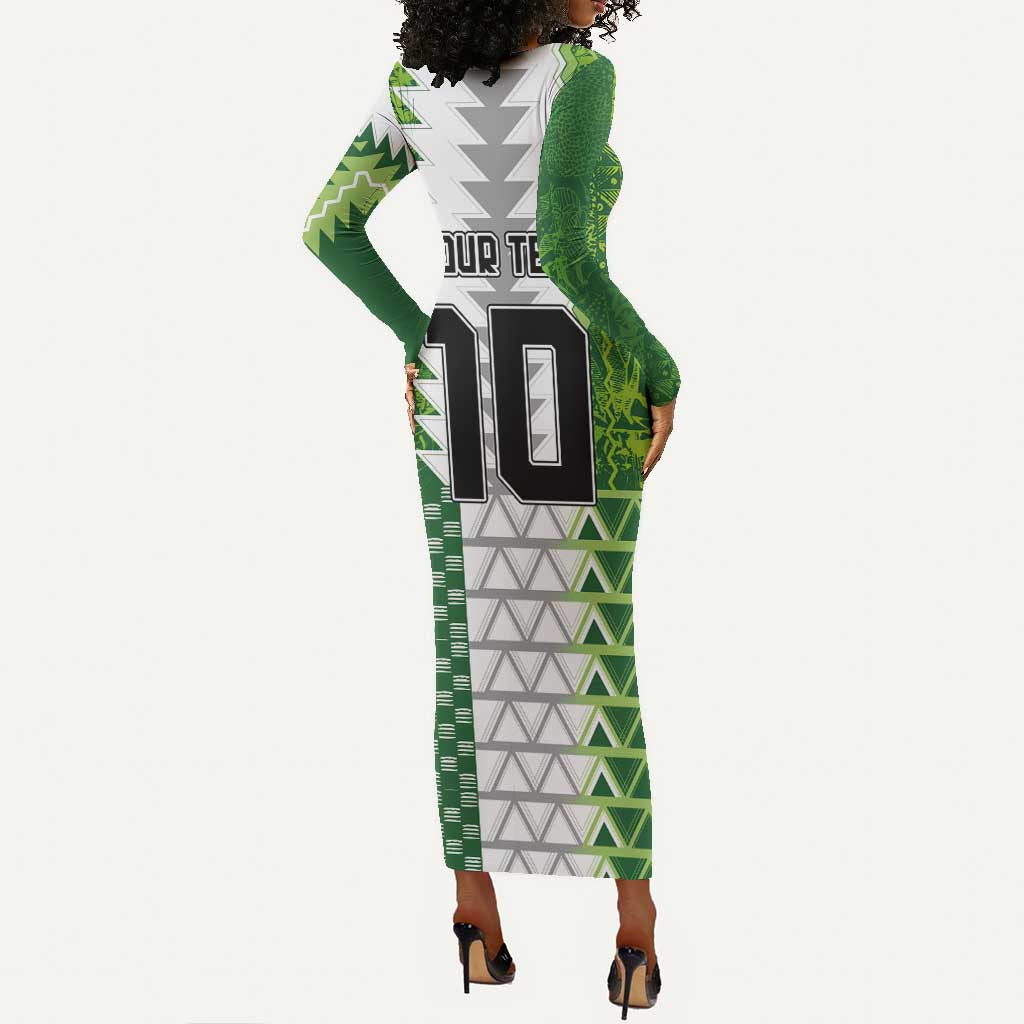 Custom Nigeria National Football Long Sleeve Bodycon Dress Naija Super Eagles - Wonder Print Shop