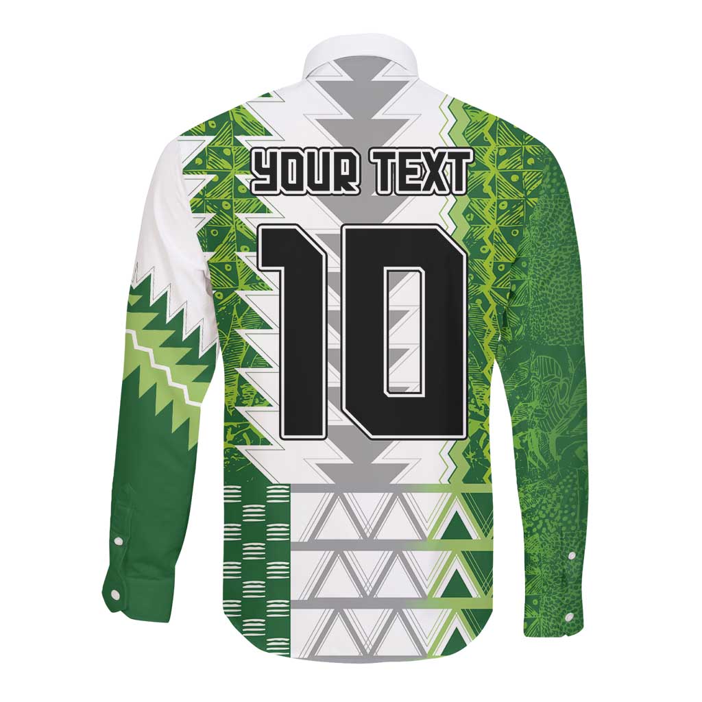 Custom Nigeria National Football Long Sleeve Button Shirt Naija Super Eagles - Wonder Print Shop