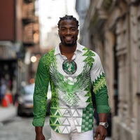 Custom Nigeria National Football Long Sleeve Button Shirt Naija Super Eagles - Wonder Print Shop
