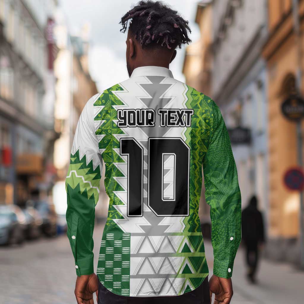 Custom Nigeria National Football Long Sleeve Button Shirt Naija Super Eagles - Wonder Print Shop