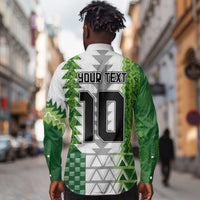 Custom Nigeria National Football Long Sleeve Button Shirt Naija Super Eagles - Wonder Print Shop