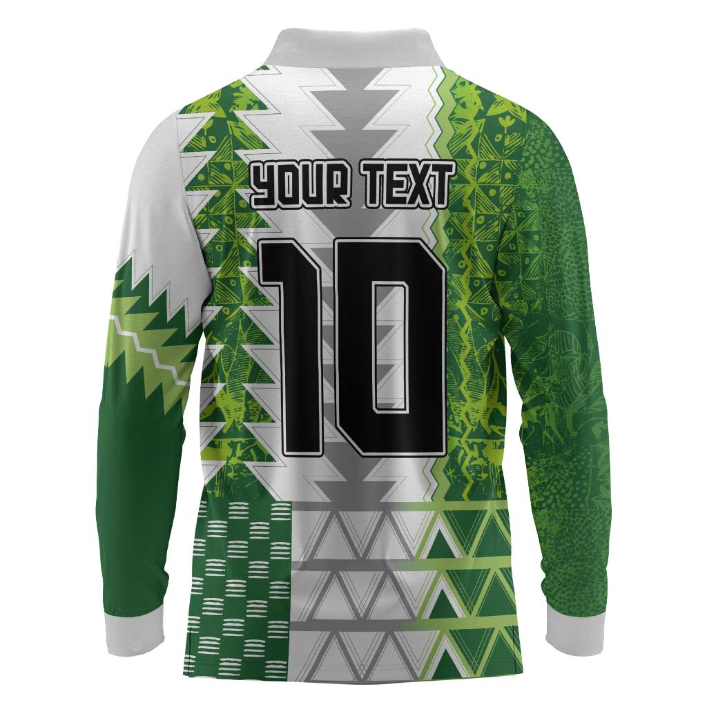 Custom Nigeria National Football Long Sleeve Polo Shirt Naija Super Eagles - Wonder Print Shop