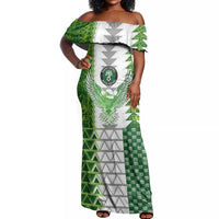 Custom Nigeria National Football Off Shoulder Maxi Dress Naija Super Eagles - Wonder Print Shop