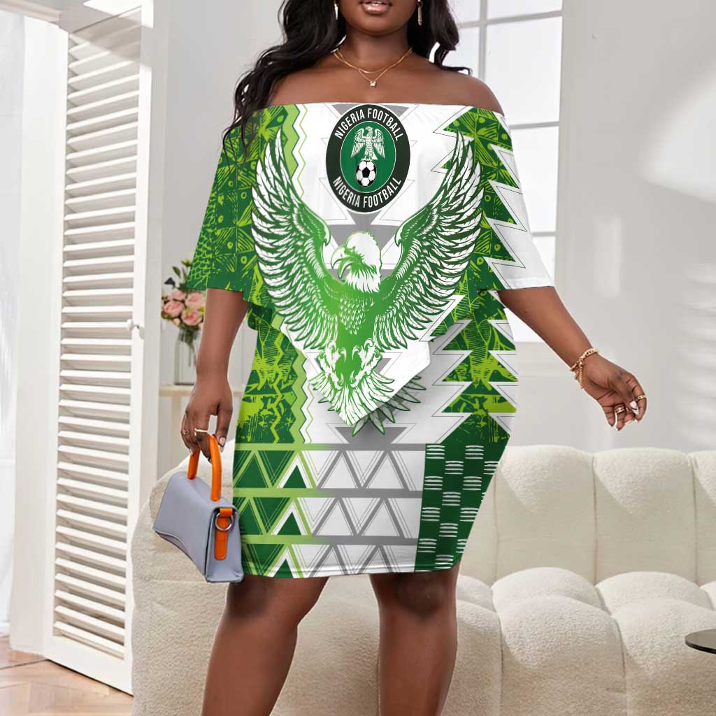 Custom Nigeria National Football Off Shoulder Short Dress Naija Super Eagles - Wonder Print Shop