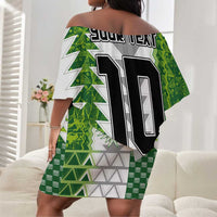 Custom Nigeria National Football Off Shoulder Short Dress Naija Super Eagles - Wonder Print Shop
