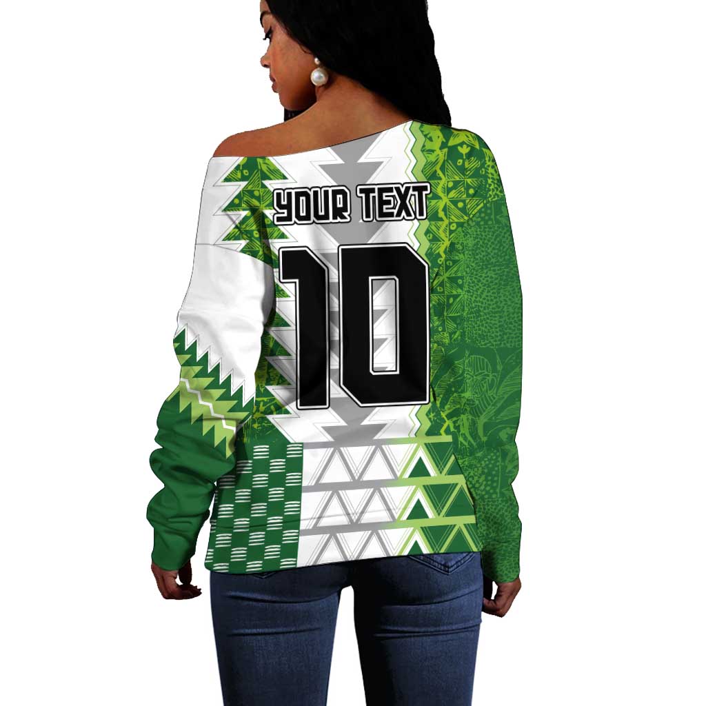Custom Nigeria National Football Off Shoulder Sweater Naija Super Eagles - Wonder Print Shop
