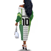 Custom Nigeria National Football Off The Shoulder Long Sleeve Dress Naija Super Eagles - Wonder Print Shop