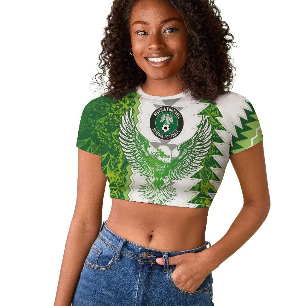 Custom Nigeria National Football Raglan Cropped T shirt Naija Super Eagles - Wonder Print Shop