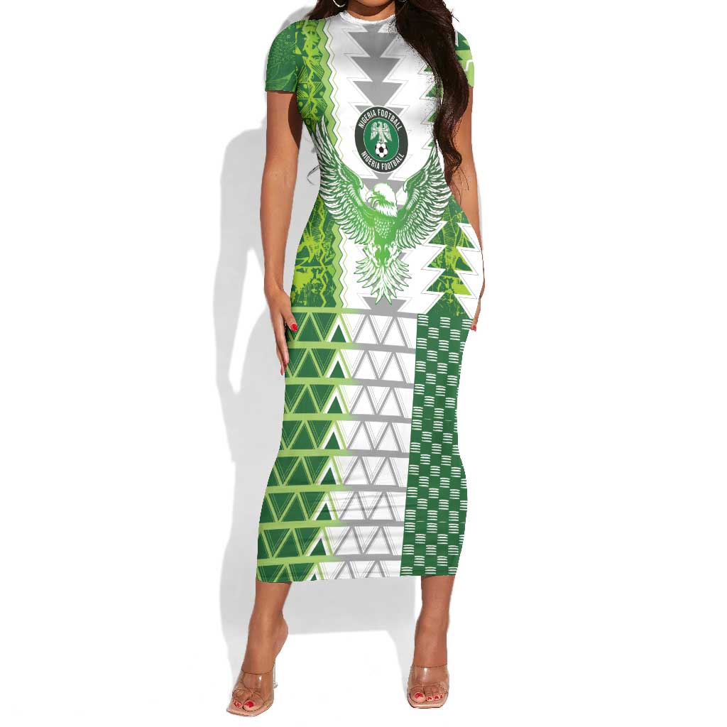 Custom Nigeria National Football Short Sleeve Bodycon Dress Naija Super Eagles - Wonder Print Shop